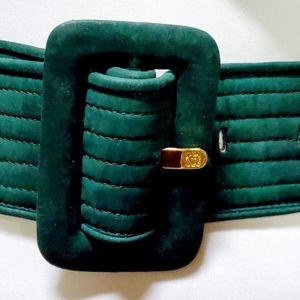 VINTAGE LOEWE LADIES Belt in Soft Lambskin Suede BEAUTIFUL DARK TEAL BLUE SUEDE
